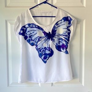 New York & Company butterfly print blouse
